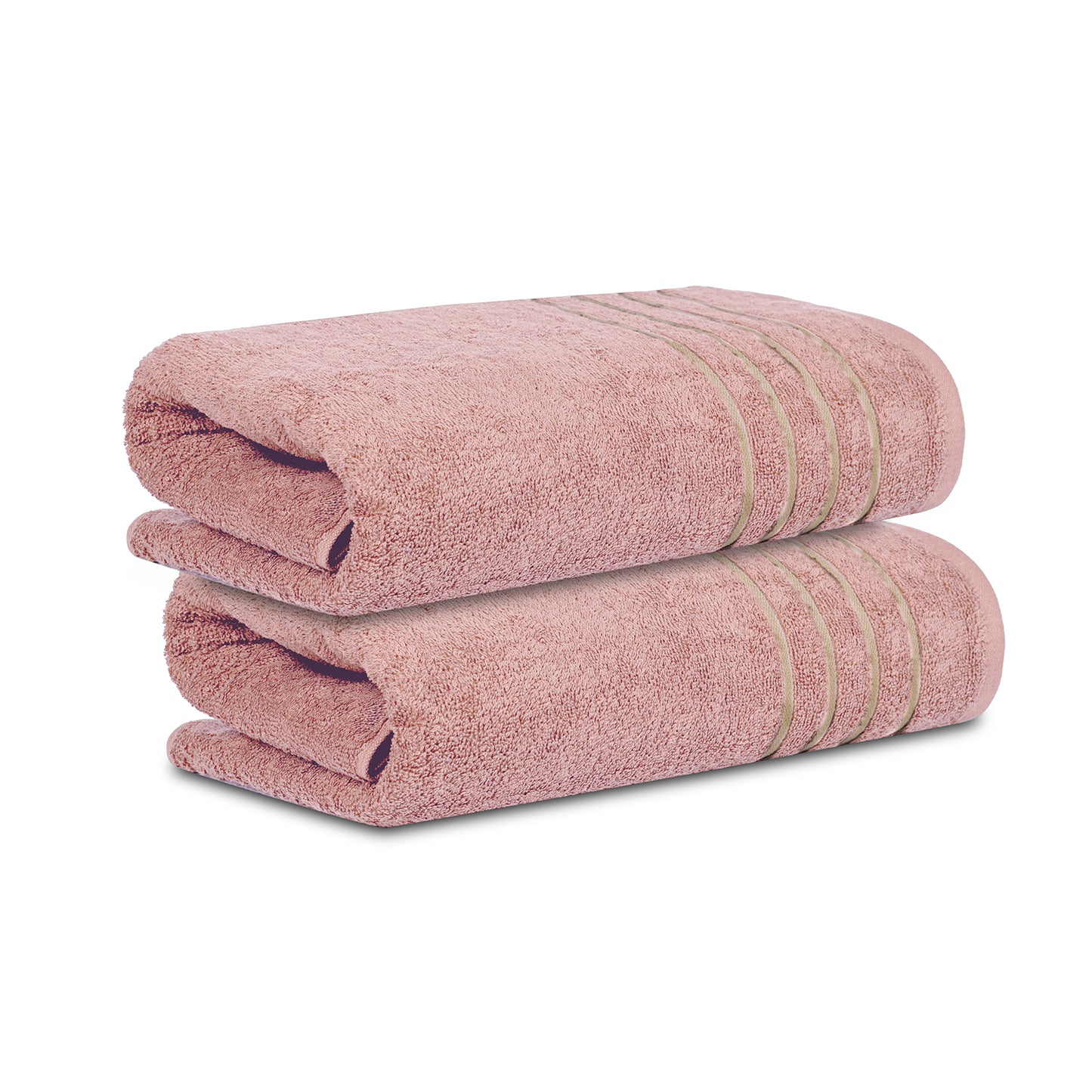 Gold Polly Border Lilac Bath Towel 400 GSM Pack of 2 Bath Towels