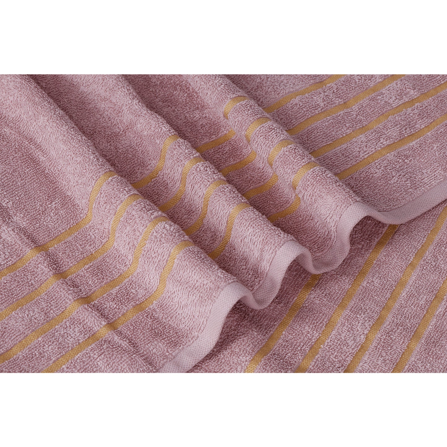 Gold Polly Border Lilac Bath Towel 400 GSM Pack of 2 Bath Towels