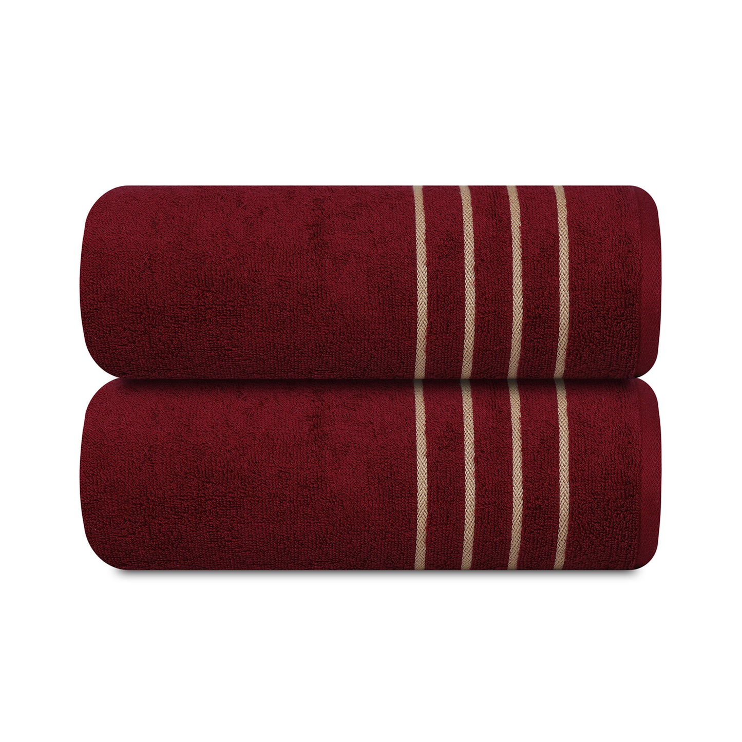 Gold Polly Border Scarlet Bath Towel 400 GSM Pack of 2 Bath Towels