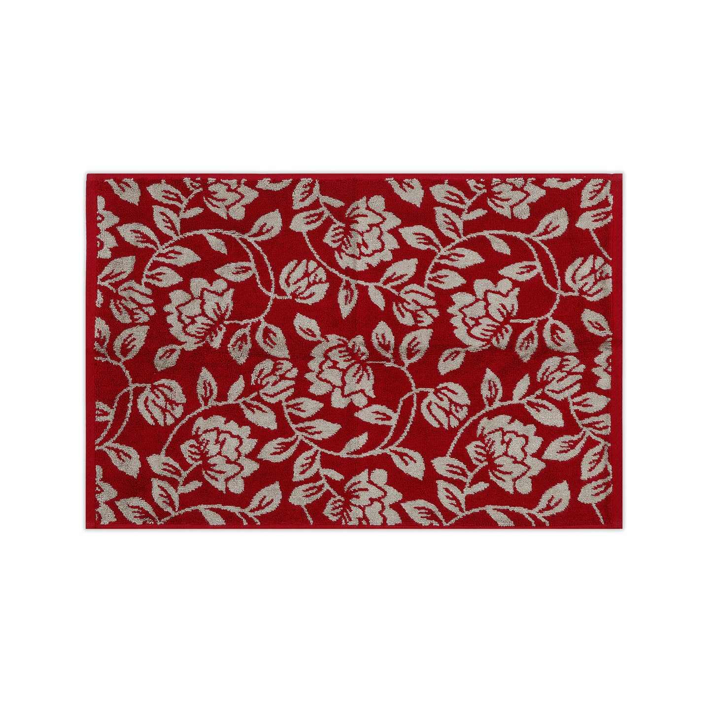 Yarn Dyed Golden Flower Border Print Jaquard Ssage Hand Towel 600 GSM Pack of 2 Hand Towels