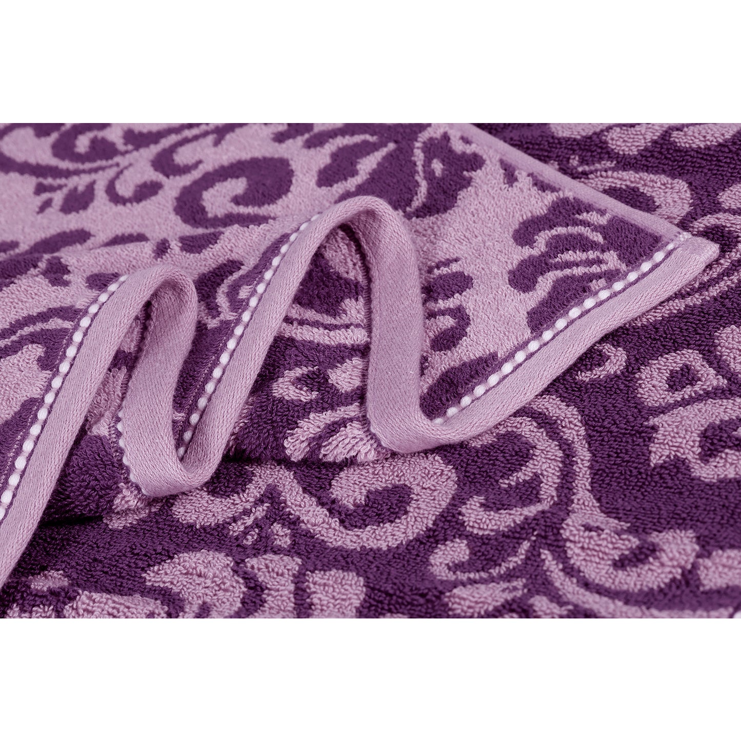 Yarn Dyed Jacquard Voilet Bath Towel 550 GSM Pack of 2 Bath Towels