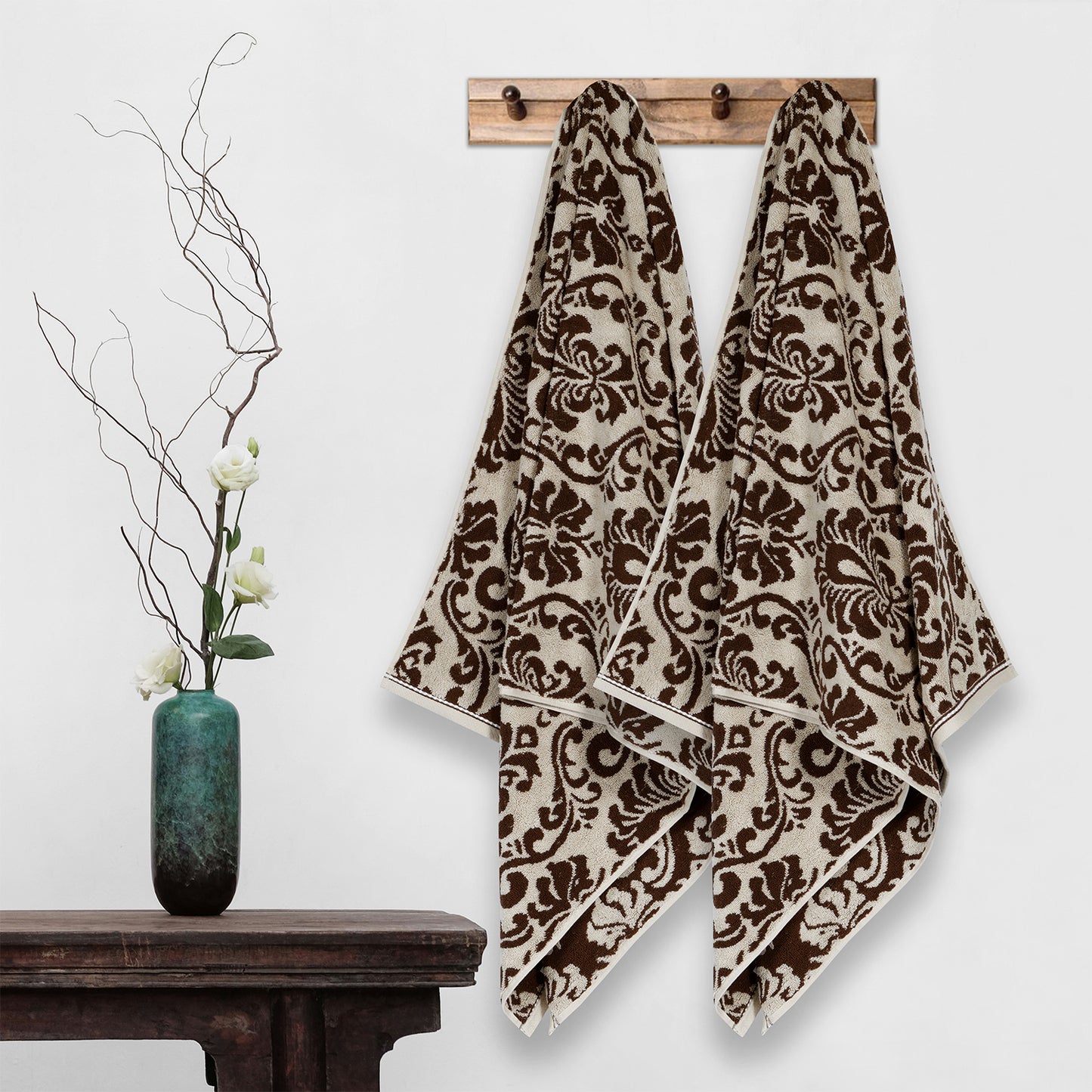 Yarn Dyed Jacquard Sand Bath Towel 550 GSM Pack of 2 Bath Towels