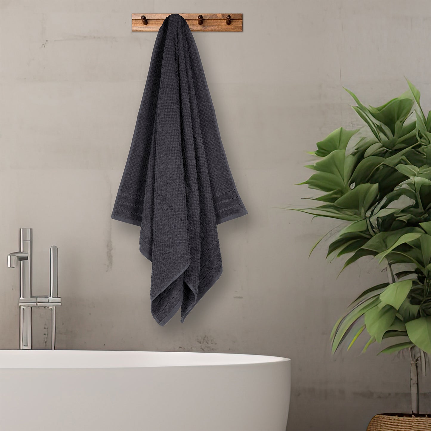 Popcorn Charcoal Bath Towel 400 GSM Pack of 1 Bath Towel