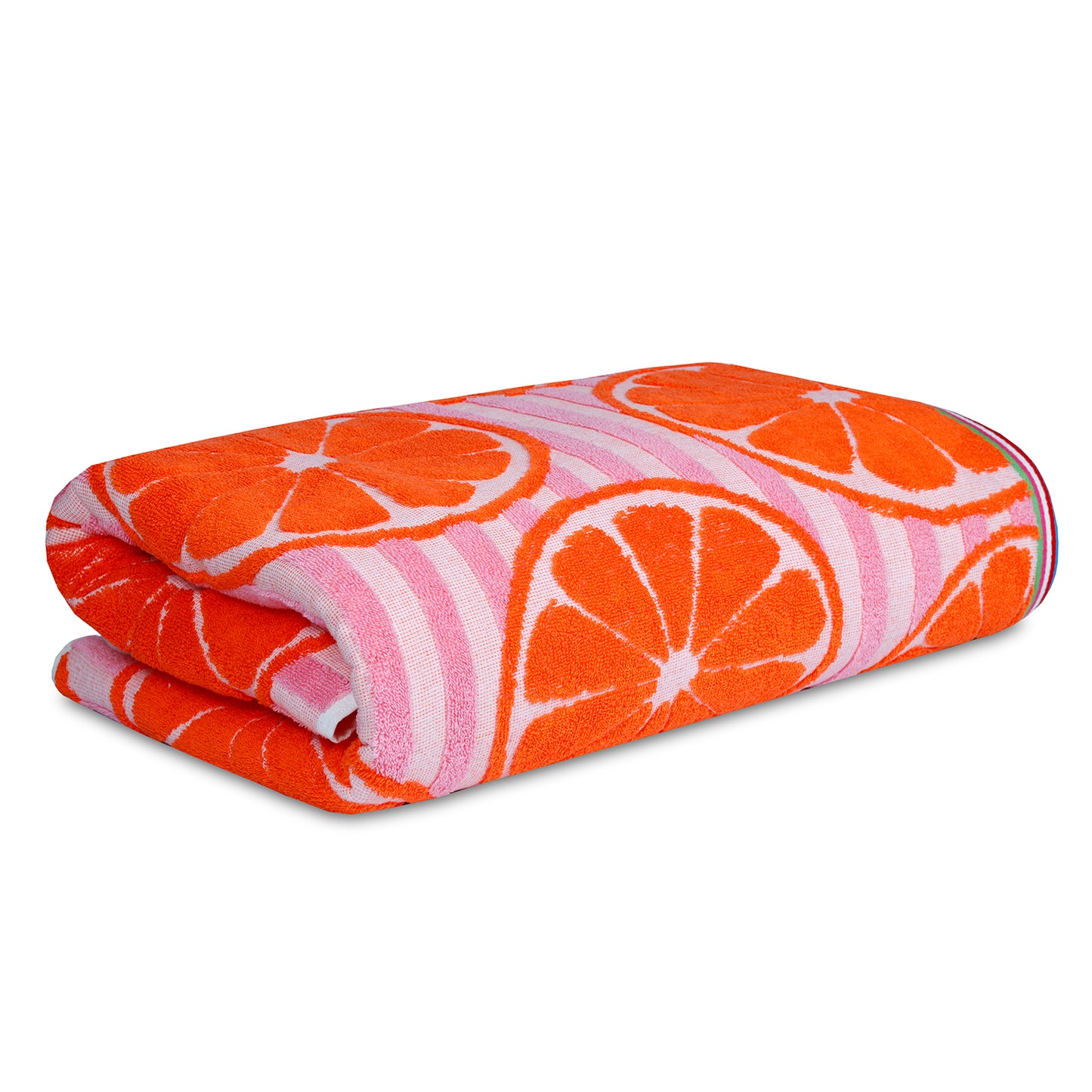 Lemon Fruit Pattern Orange Bath Sheet 450 GSM Pack of 1 Bath Sheet