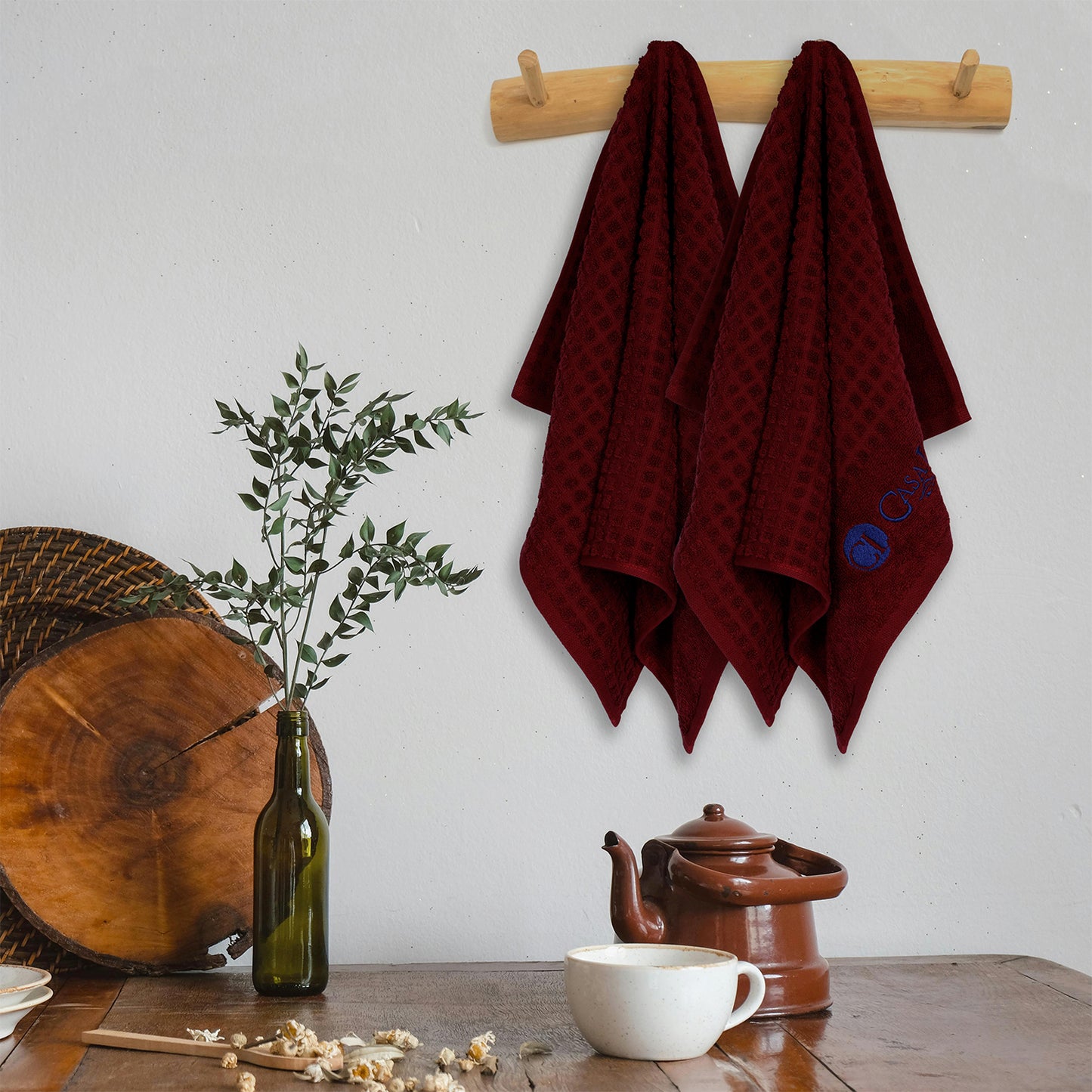 Designer Scarlet Kitchen Towel 400 GSM Pack of 3 Kitchen Towels