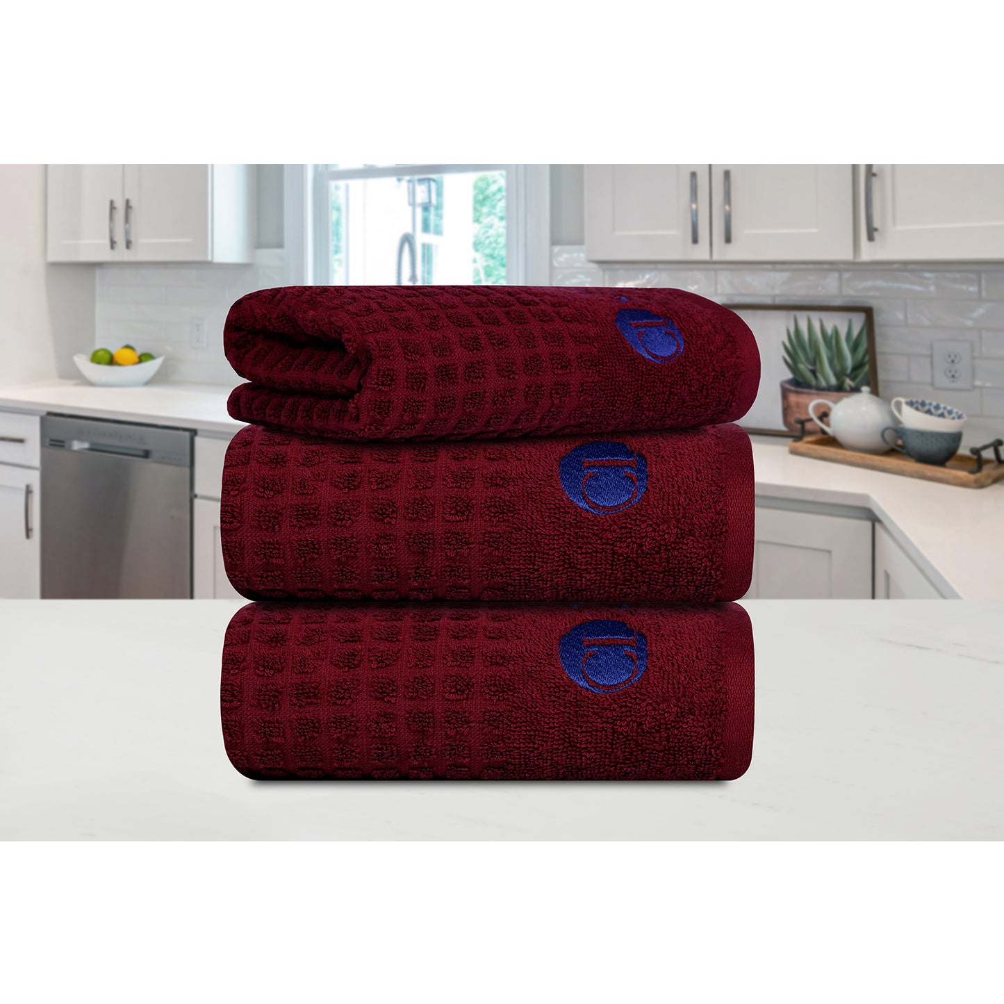 Designer Scarlet Kitchen Towel 400 GSM Pack of 3 Kitchen Towels