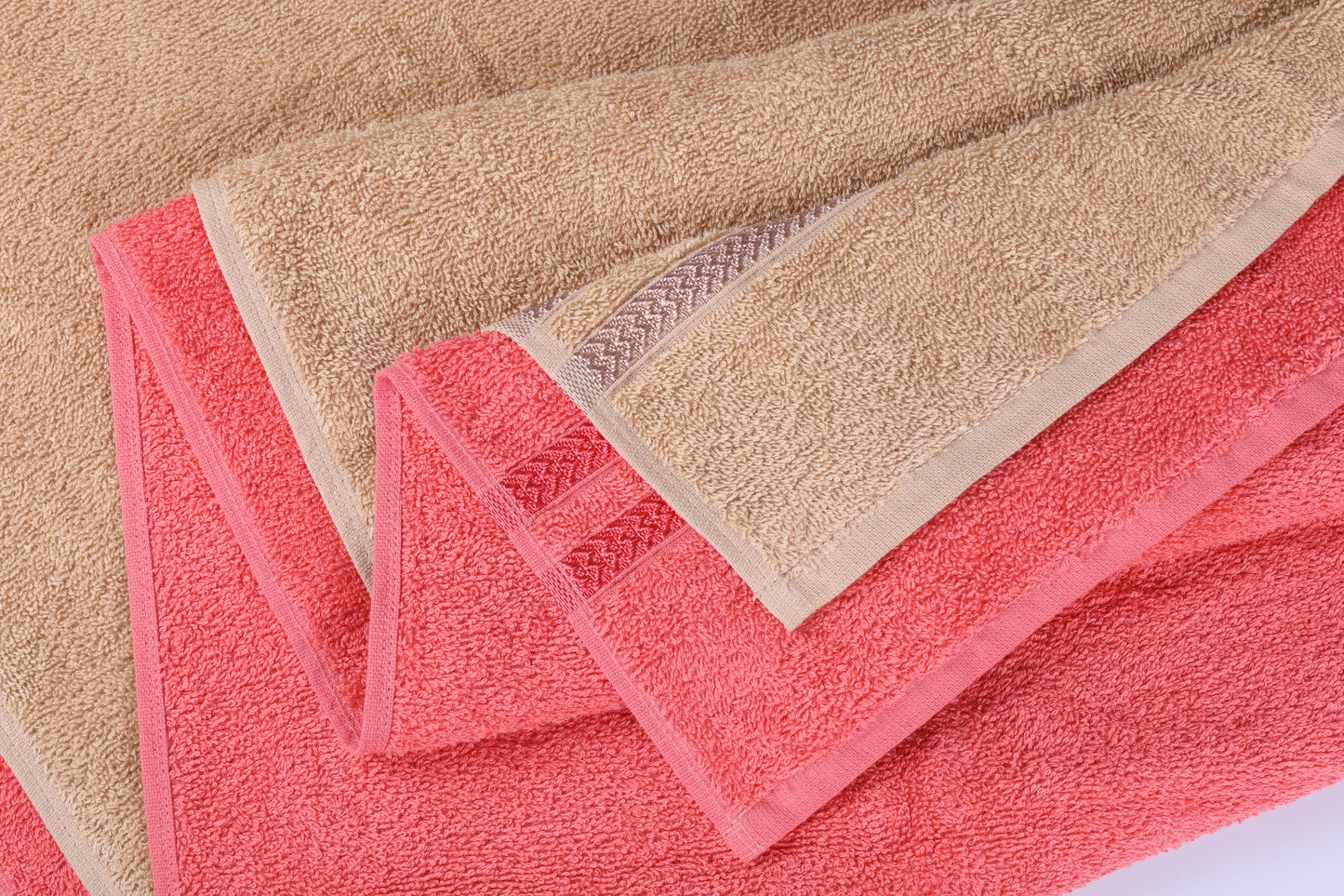 GSM 380 Tan & Coral Bath Towel