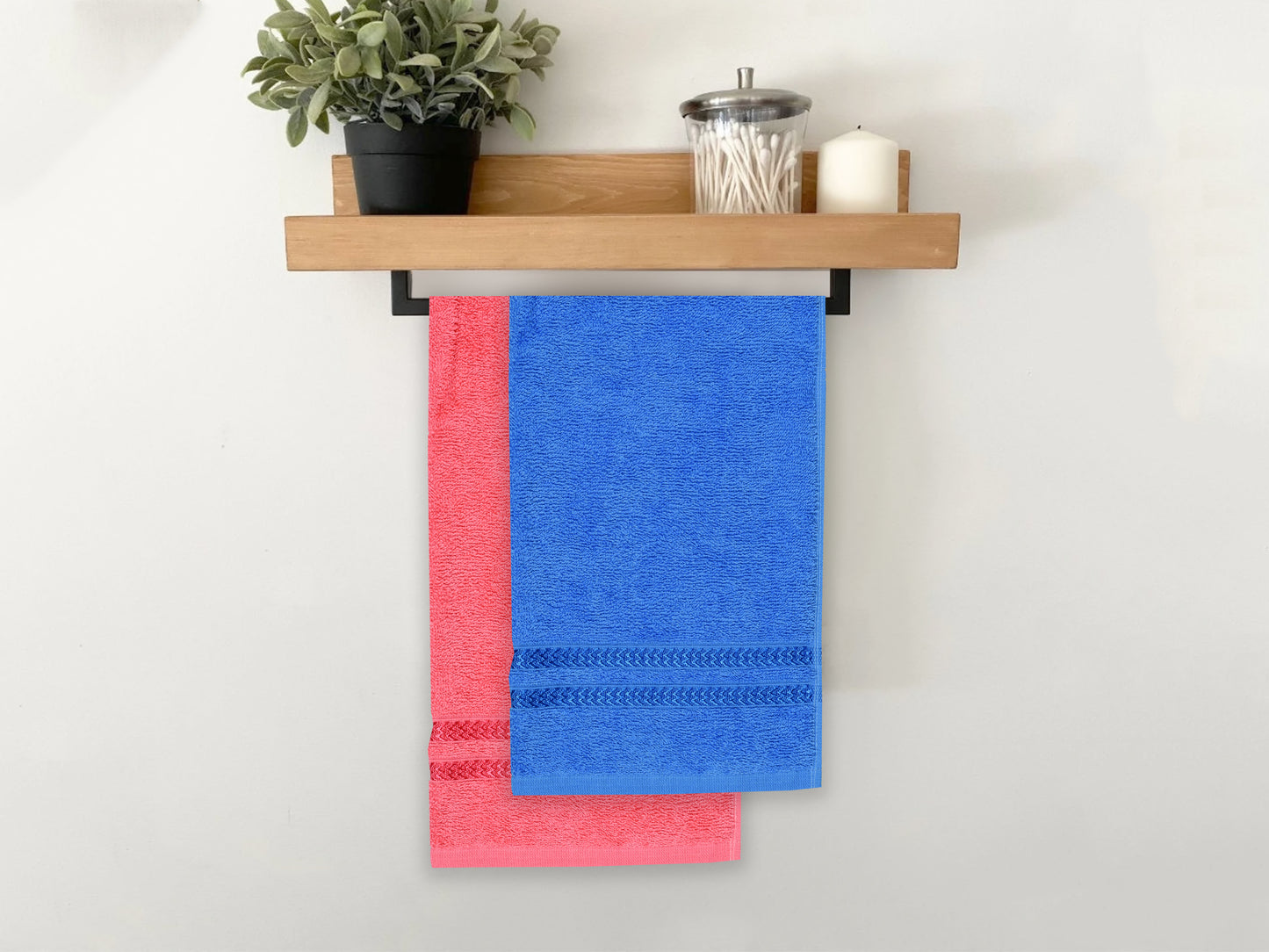 GSM 380 Coral & Navy Blue Hand Towel
