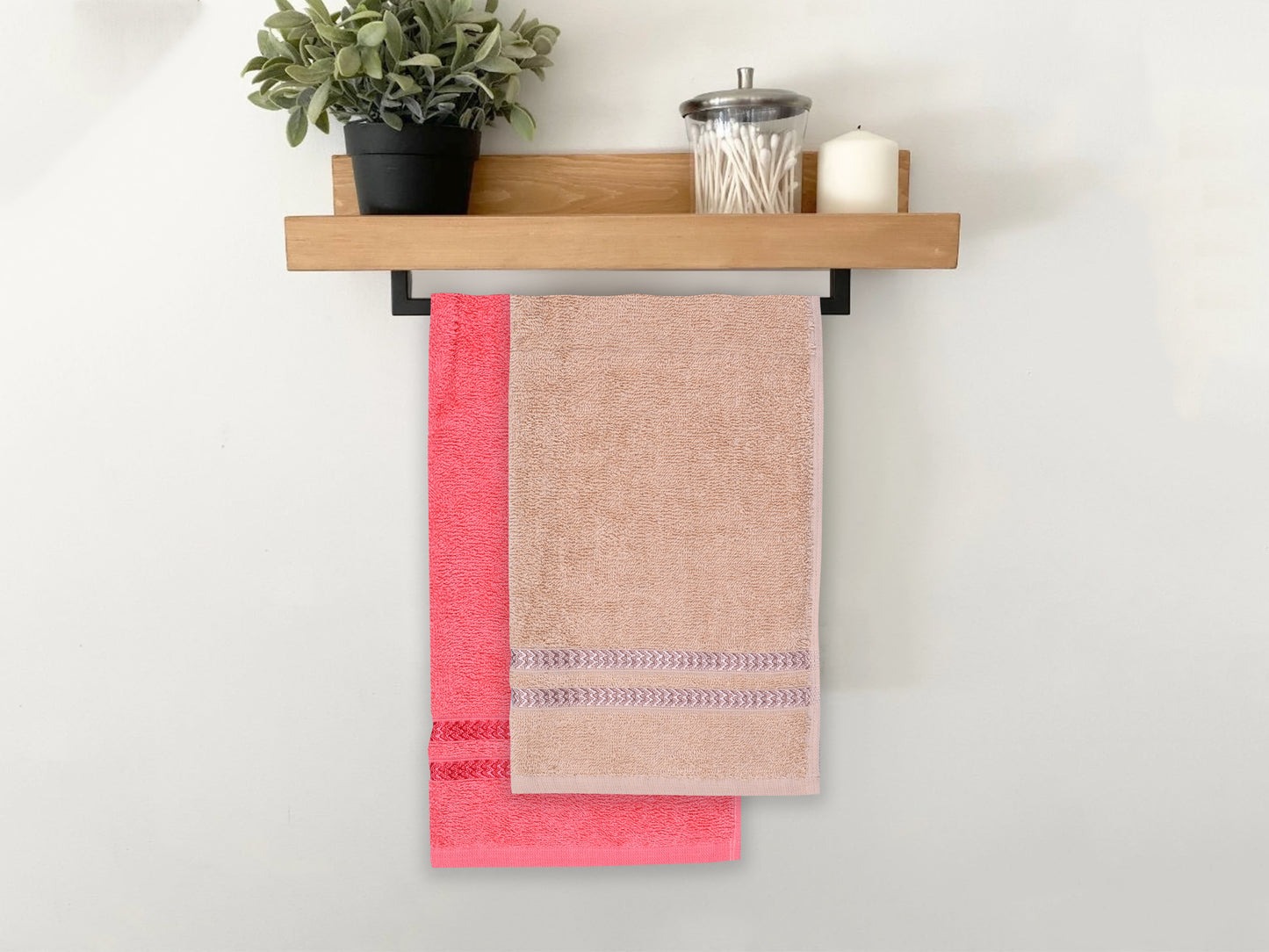GSM 380 Coral & Tan Hand Towel