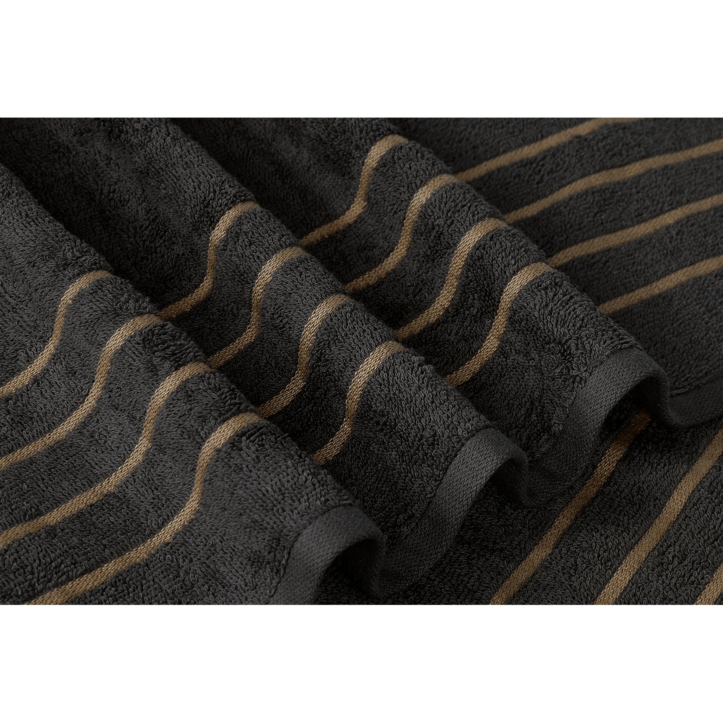 Gold Polly Border Charcoal Hand Towel 400 GSM Pack of 2 Hand Towels