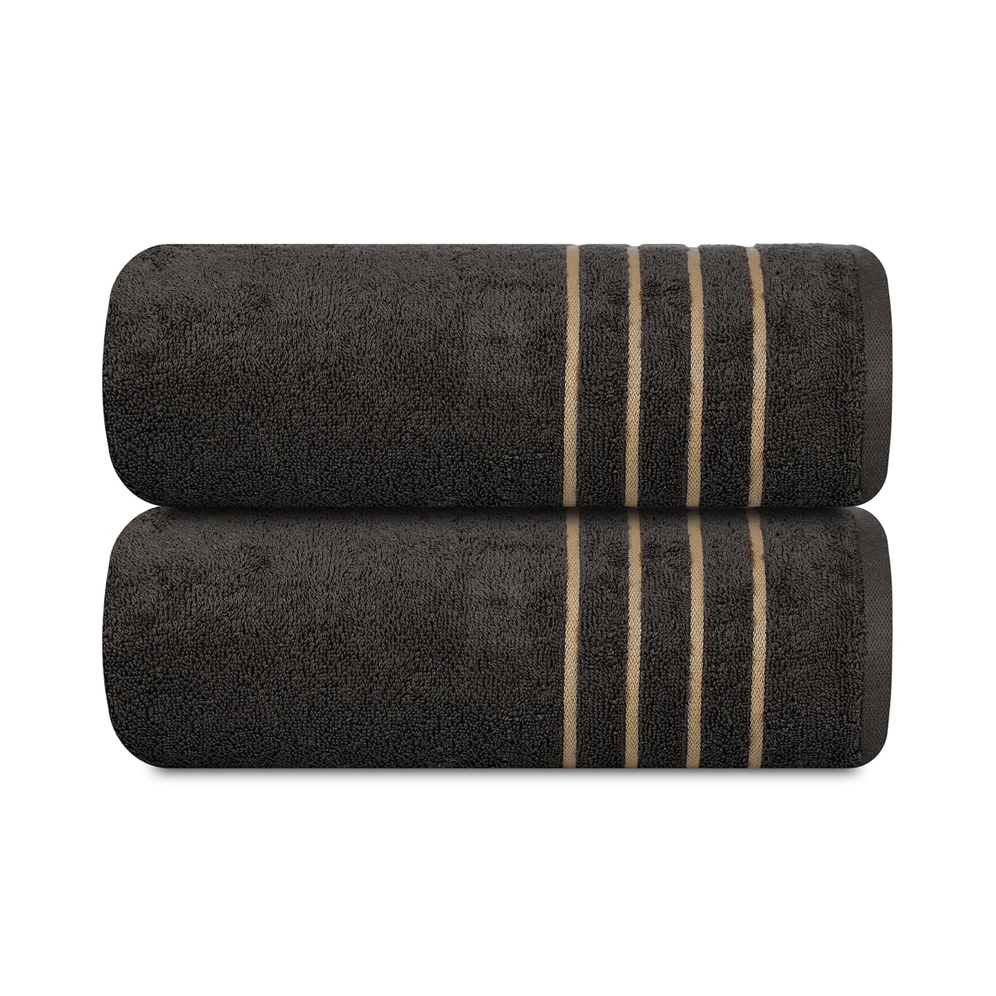 Gold Polly Border Ash Bath Towel 400 GSM Pack of 2 Bath Towels