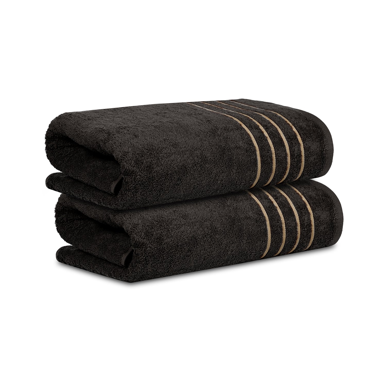 Gold Polly Border Ash Bath Towel 400 GSM Pack of 2 Bath Towels