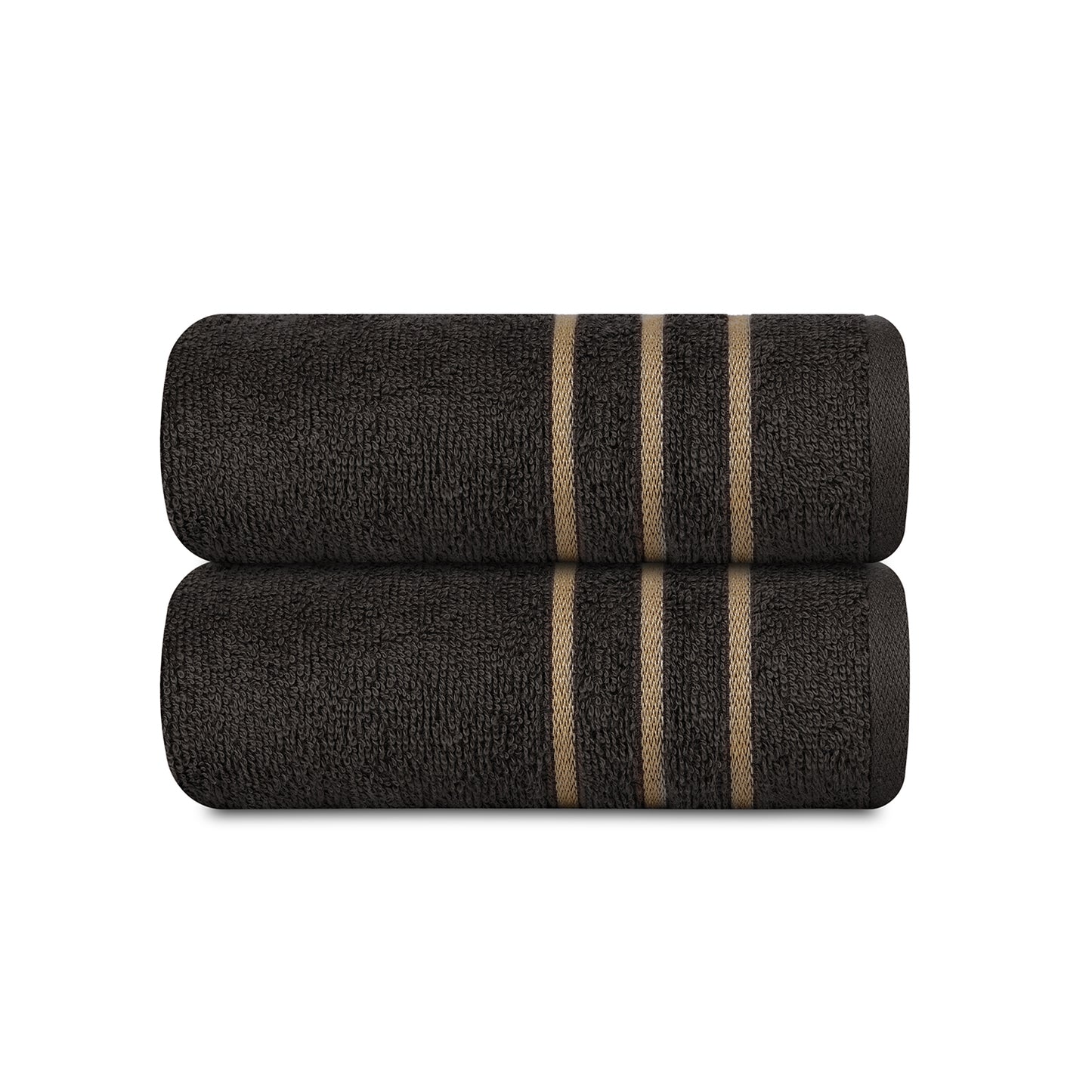Gold Polly Border Ash Hand Towel 400 GSM Pack of 2 Hand Towels