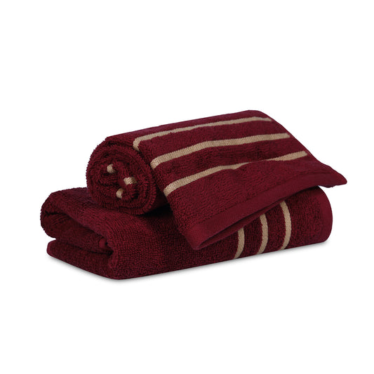 Gold Polly Border Scarlet Hand Towel 400 GSM Pack of 2 Hand Towels