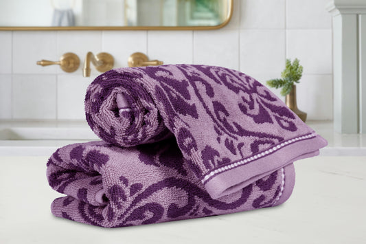 Yarn Dyed Jaquard Voilet Hand Towel 550 GSM Pack of 2 Hand Towels