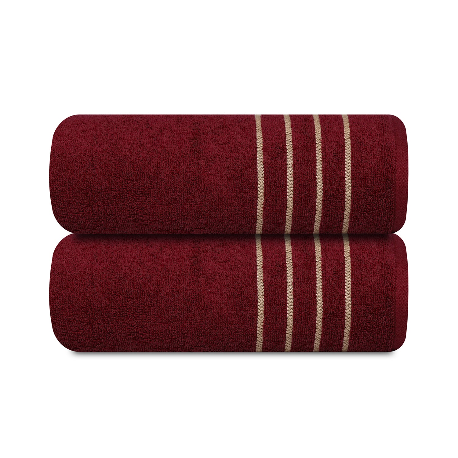 Gold Polly Border Scarlet Bath Towel 400 GSM Pack of 2 Bath Towels