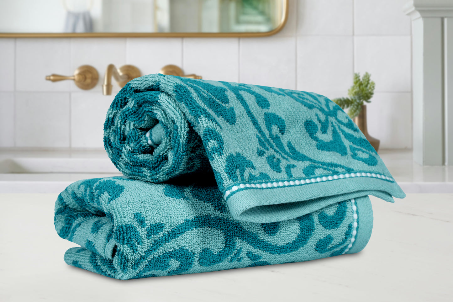 Yarn Dyed Jaquard Aquafier Hand Towel 550 GSM Pack of 2 Hand Towels