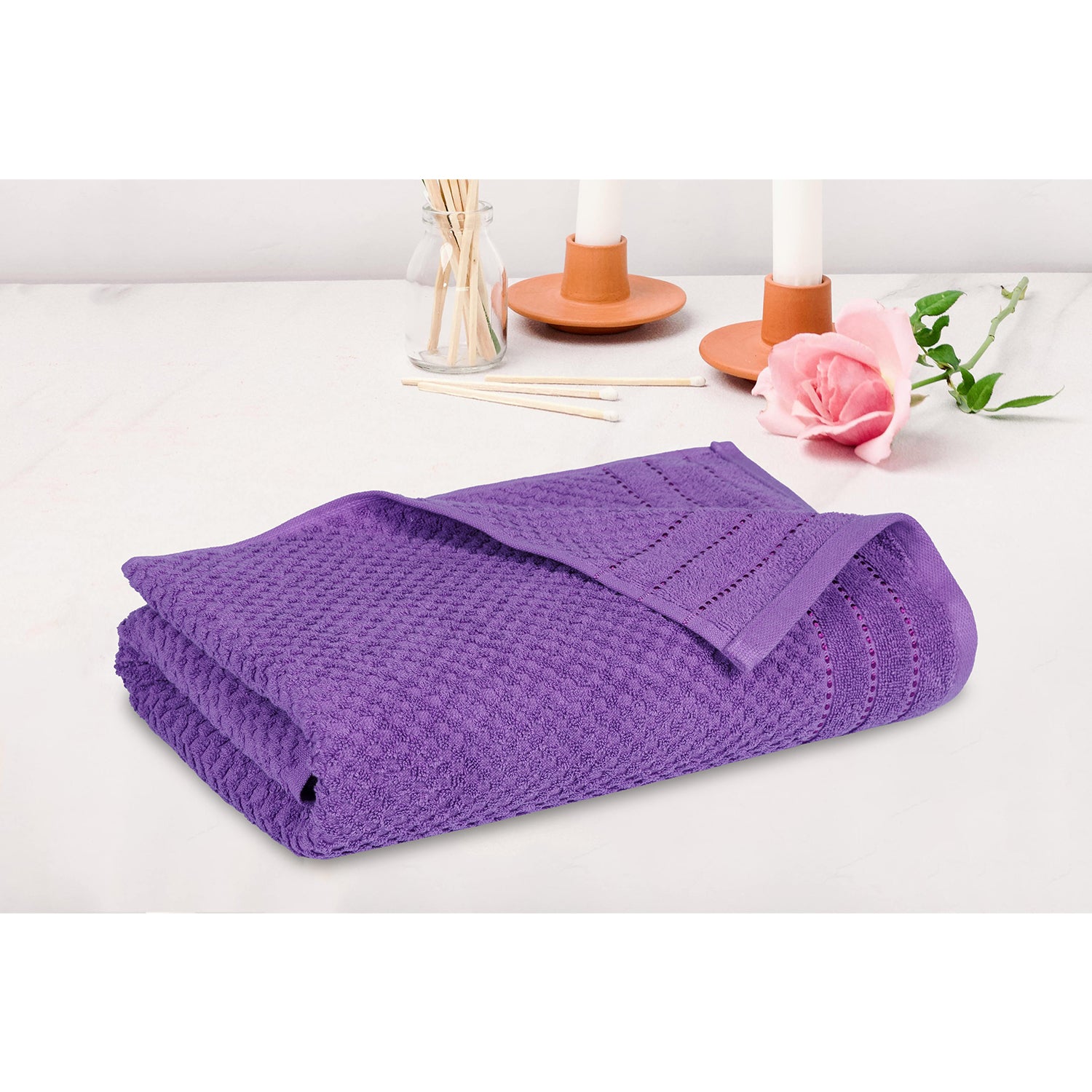 Popcorn Lavender Bath Towel 400 GSM Pack of 1 Bath Towel