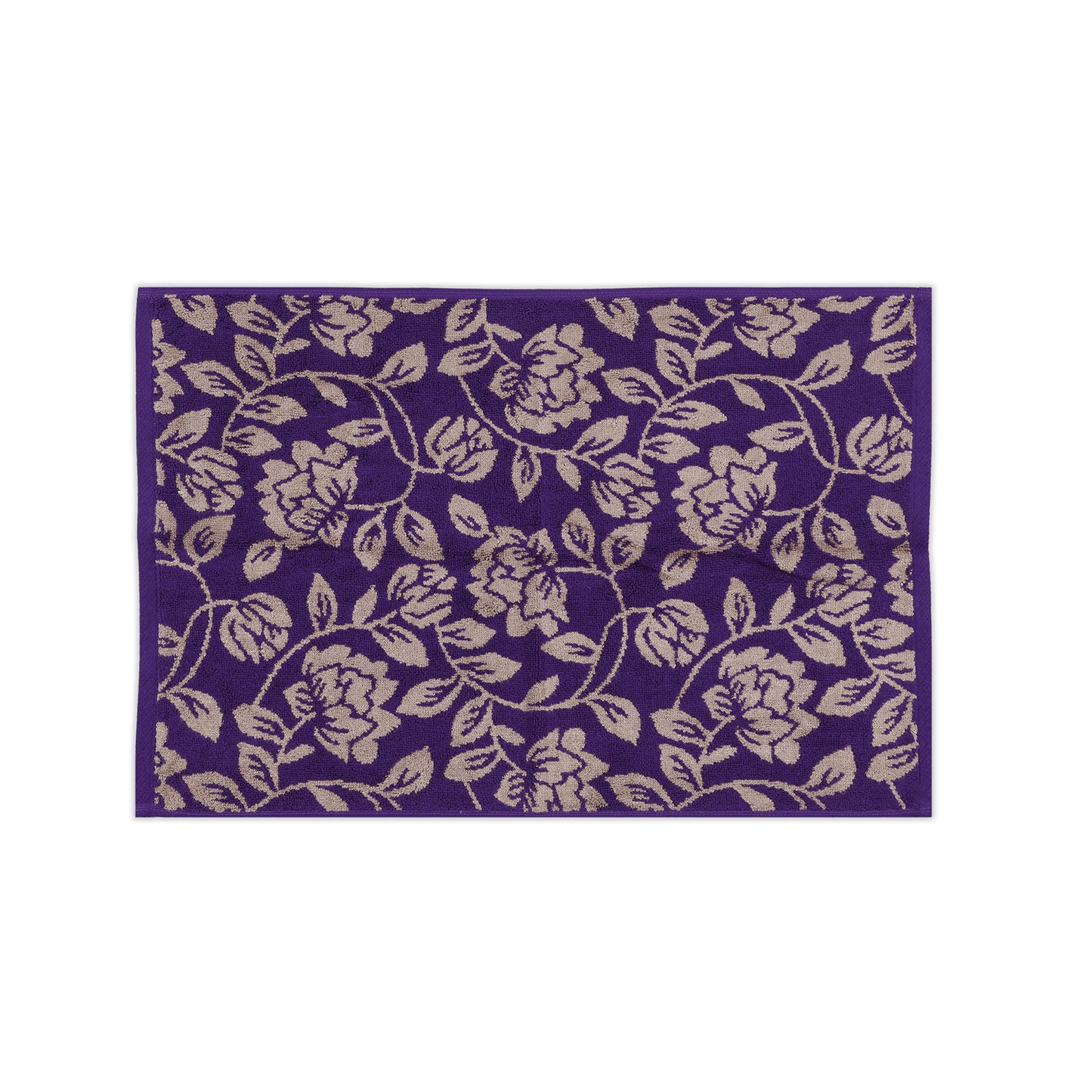 Yarn Dyed Golden Flower Border Print Jaquard Petunia Hand Towel 600 GSM Pack of 2 Hand Towels