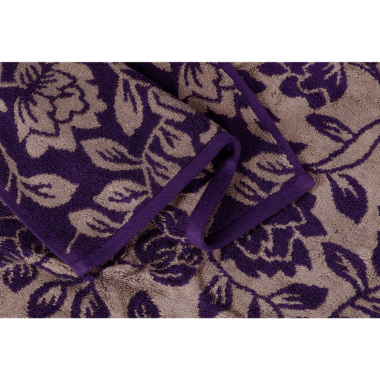 Yarn Dyed Golden Flower Border Print Jaquard Petunia Hand Towel 600 GSM Pack of 2 Hand Towels