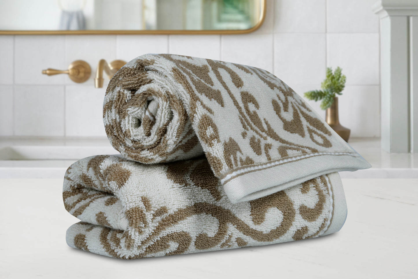 Yarn Dyed Jaquard Erget Hand Towel 550 GSM Pack of 2 Hand Towels