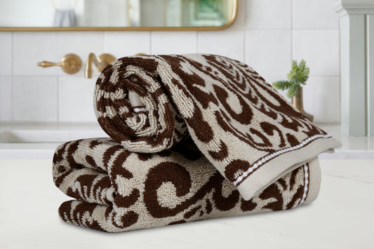 Yarn Dyed Jaquard Sand Hand Towel 550 GSM Pack of 2 Hand Towels