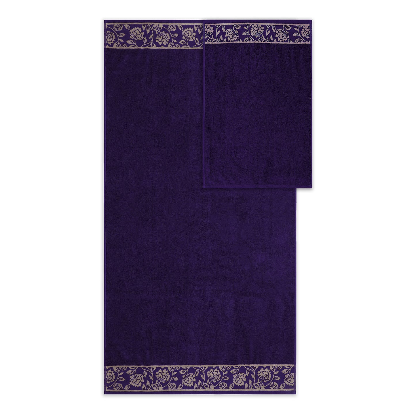 Yarn Dyed Golden Flower Print Jaquard Petunia Bath & Hand Towel 600 GSM Pack of 1 Bath and 1 hand Towels