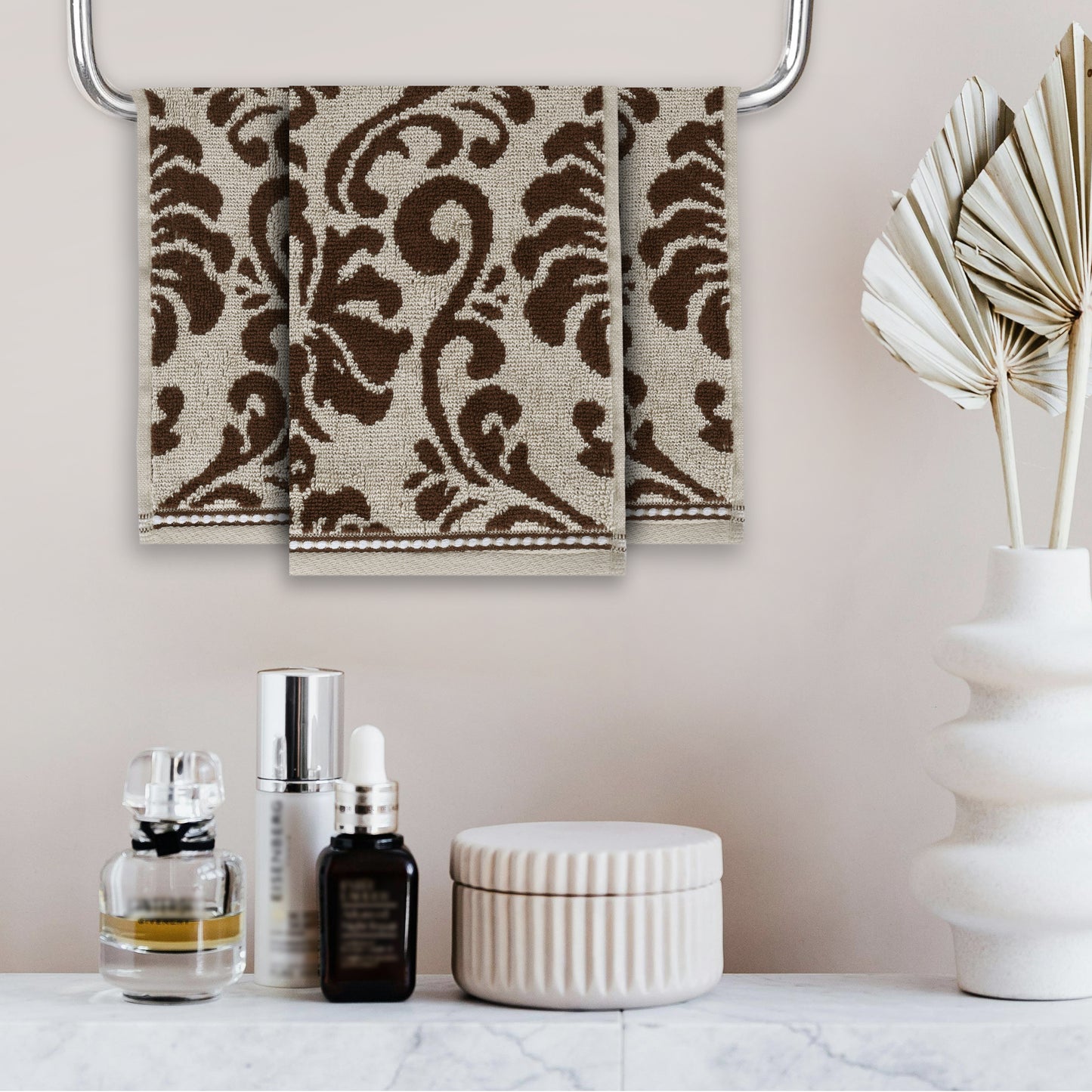 Yarn Dyed Jaquard Sand Hand Towel 550 GSM Pack of 2 Hand Towels