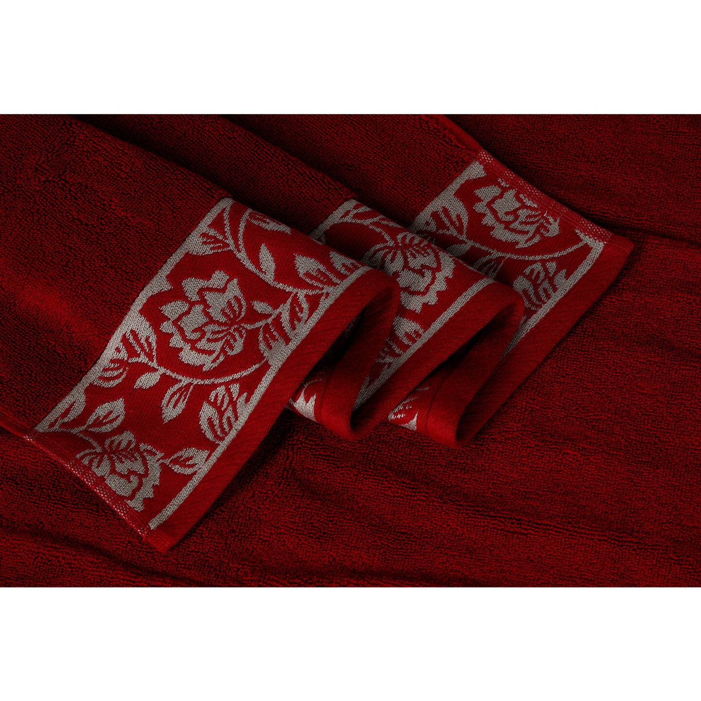 Yarn Dyed Golden Flower Print Jaquard Ssage Bath Towel 600 GSM Pack of 2 Bath Towels