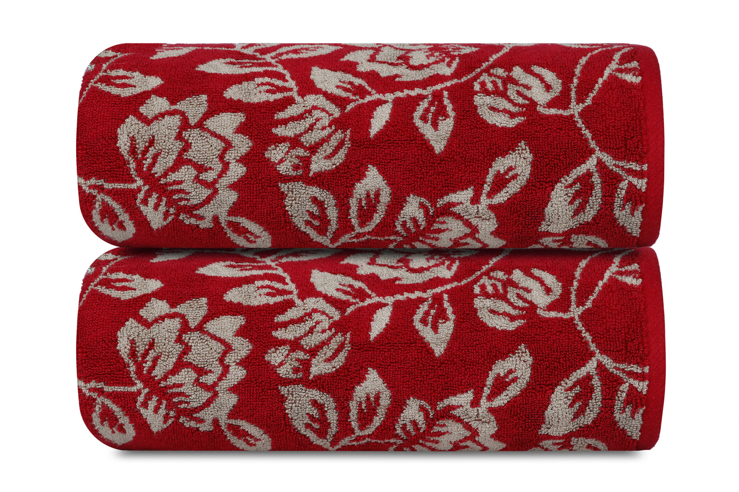 Gharana Edit – Scarlet Bloom / Set of 2 Bath Towels