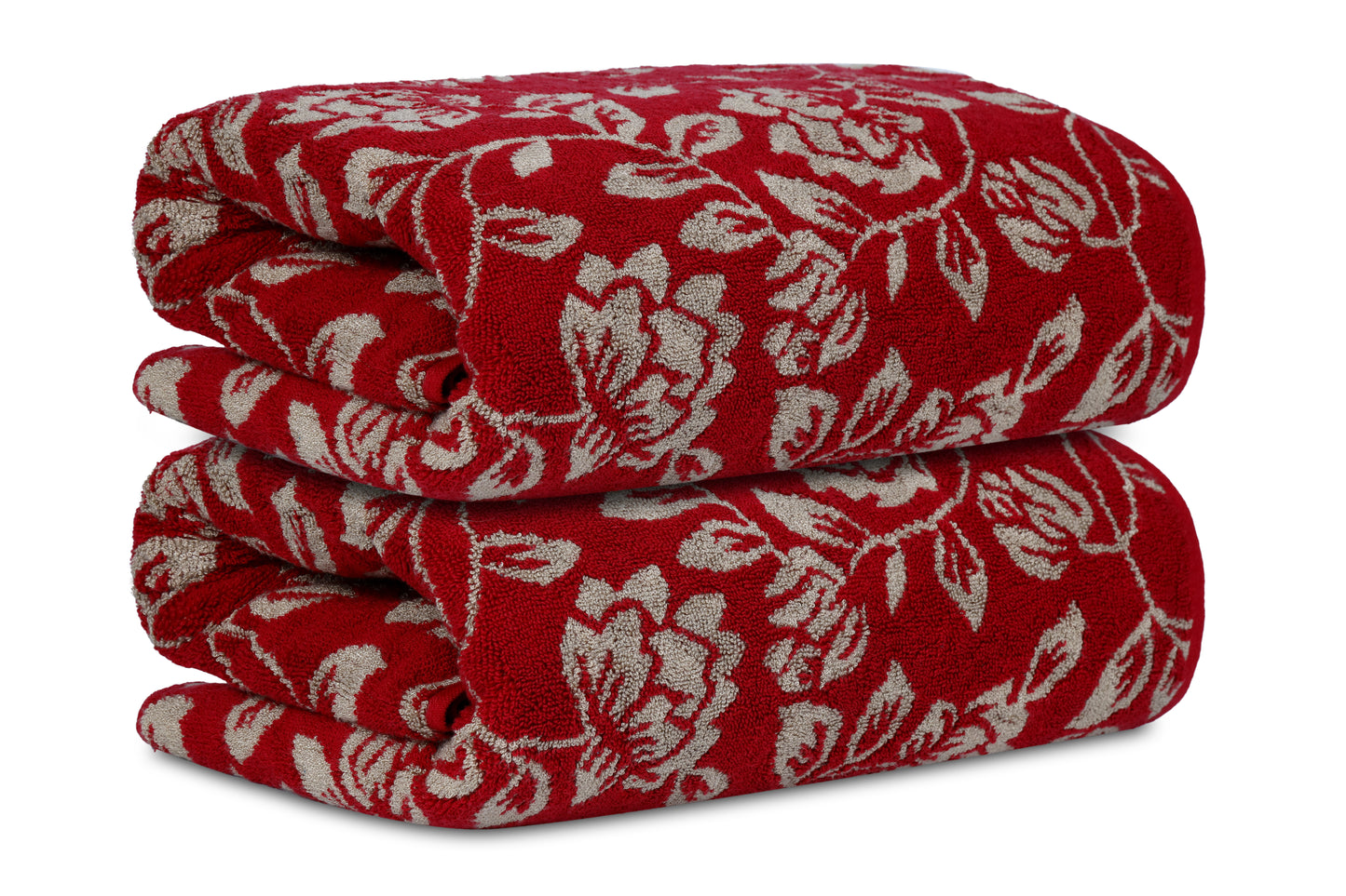 Gharana Edit – Scarlet Bloom / Set of 2 Bath Towels