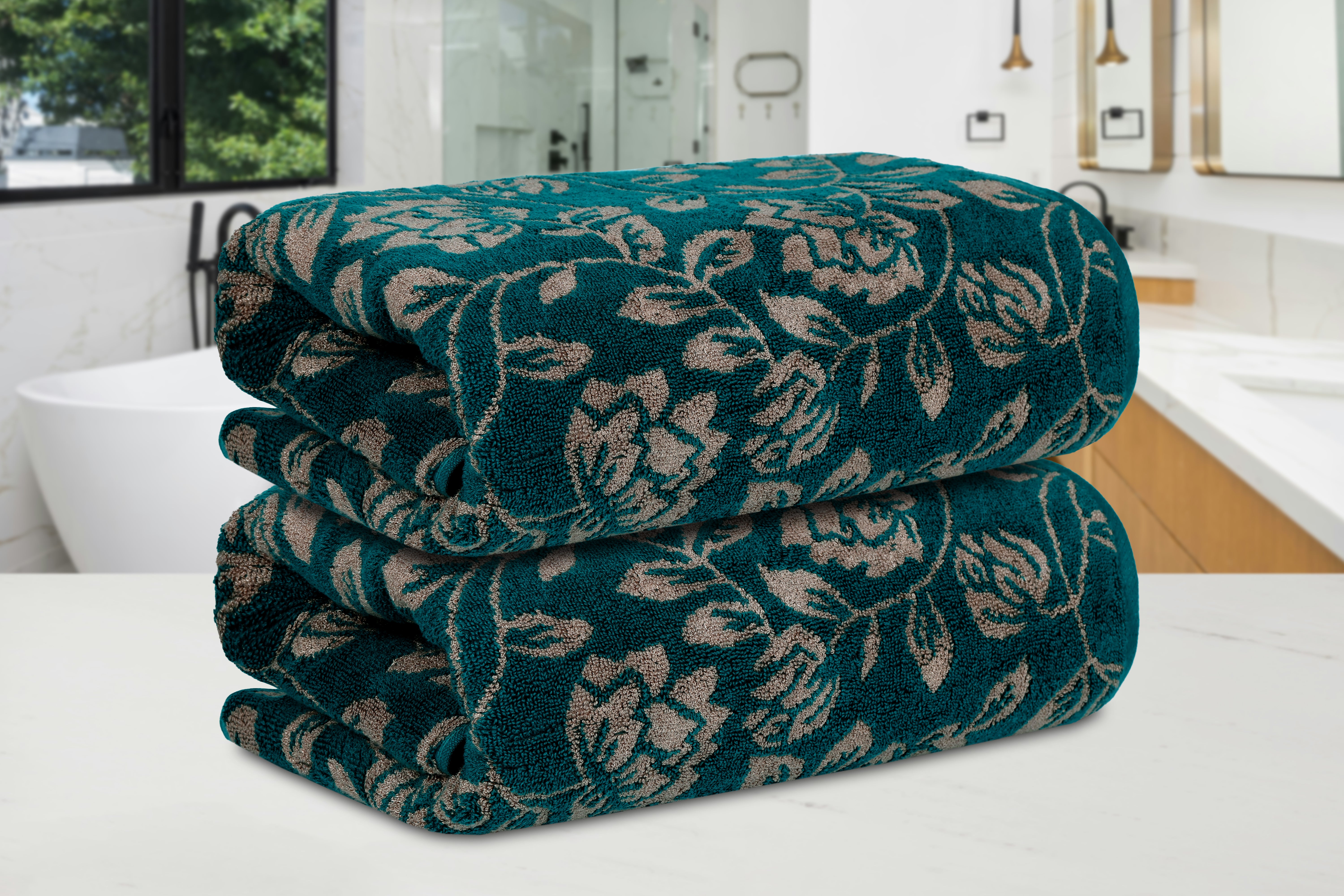 Gharana Edit – Peacock Grove / Set of 2 Bath Towels