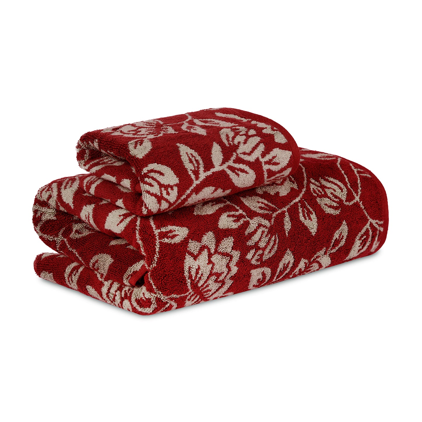 Yarn Dyed Golden Flower Border Print Jaquard Ssage Bath & Hand Towel 600 GSM Pack of 1 Bath and 1 hand Towels