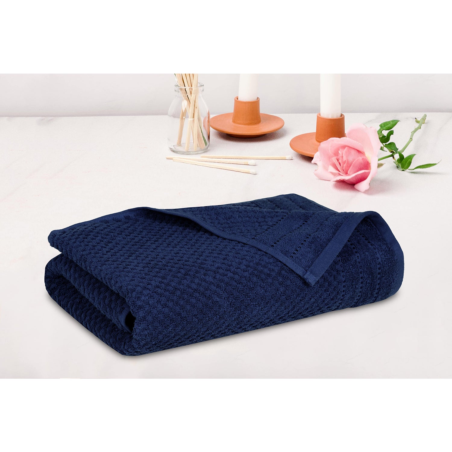 Popcorn Navy Blue Bath Towel 400 GSM Pack of 1 Bath Towel