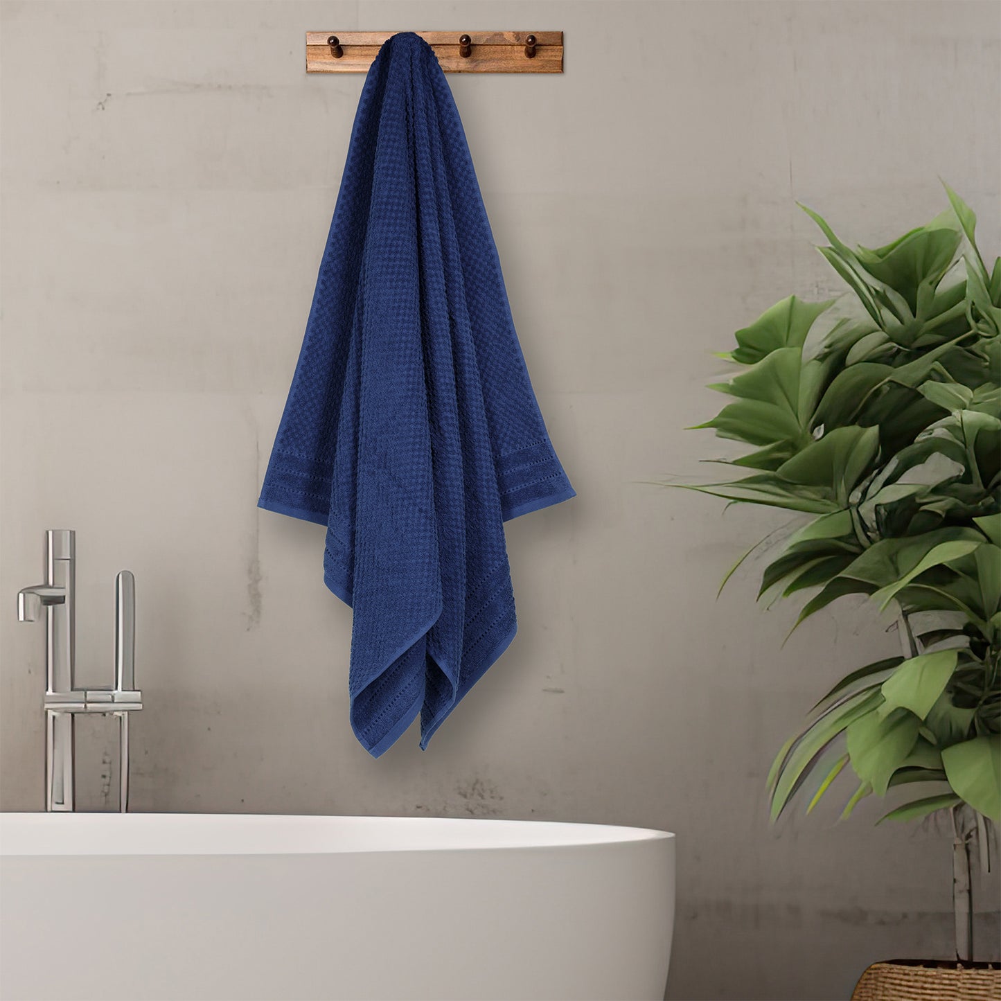 Popcorn Navy Blue Bath Towel 400 GSM Pack of 1 Bath Towel
