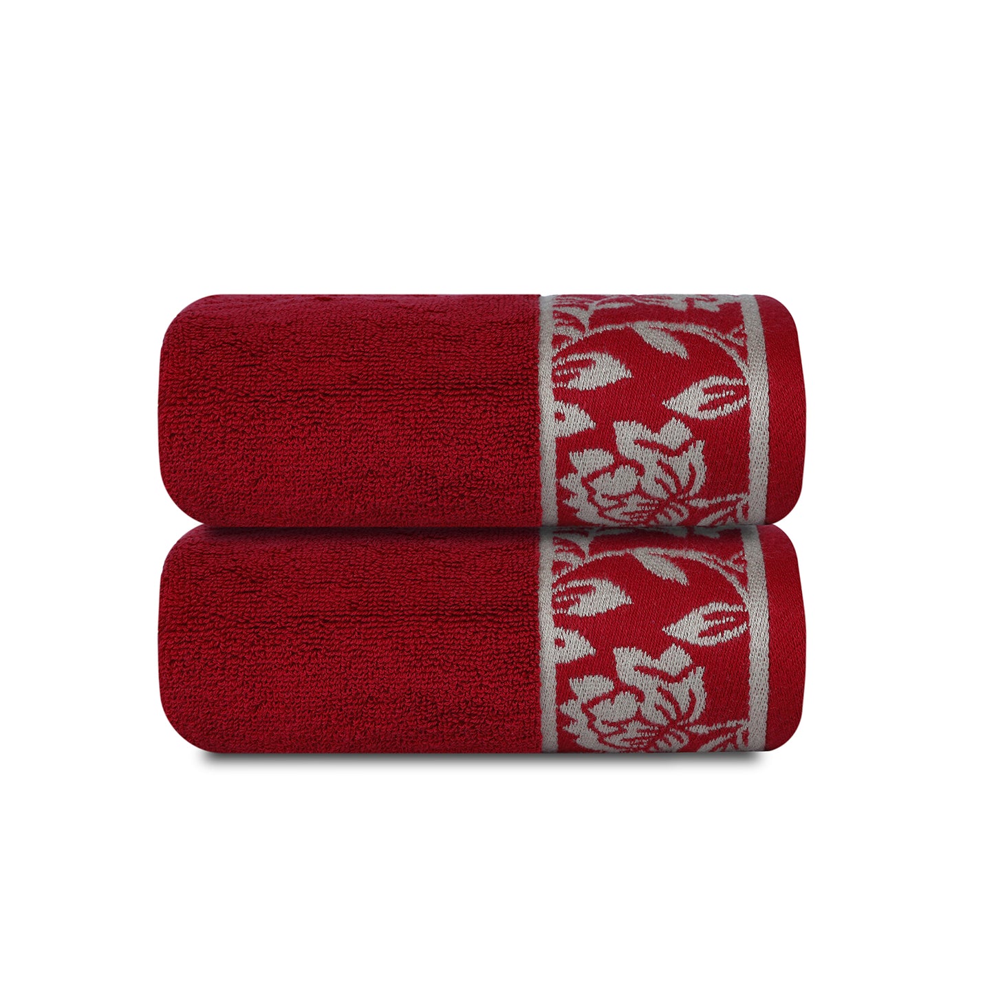 Yarn Dyed Golden Flower Print Jaquard Ssage Hand Towel 600 GSM Pack of 2 Hand Towels