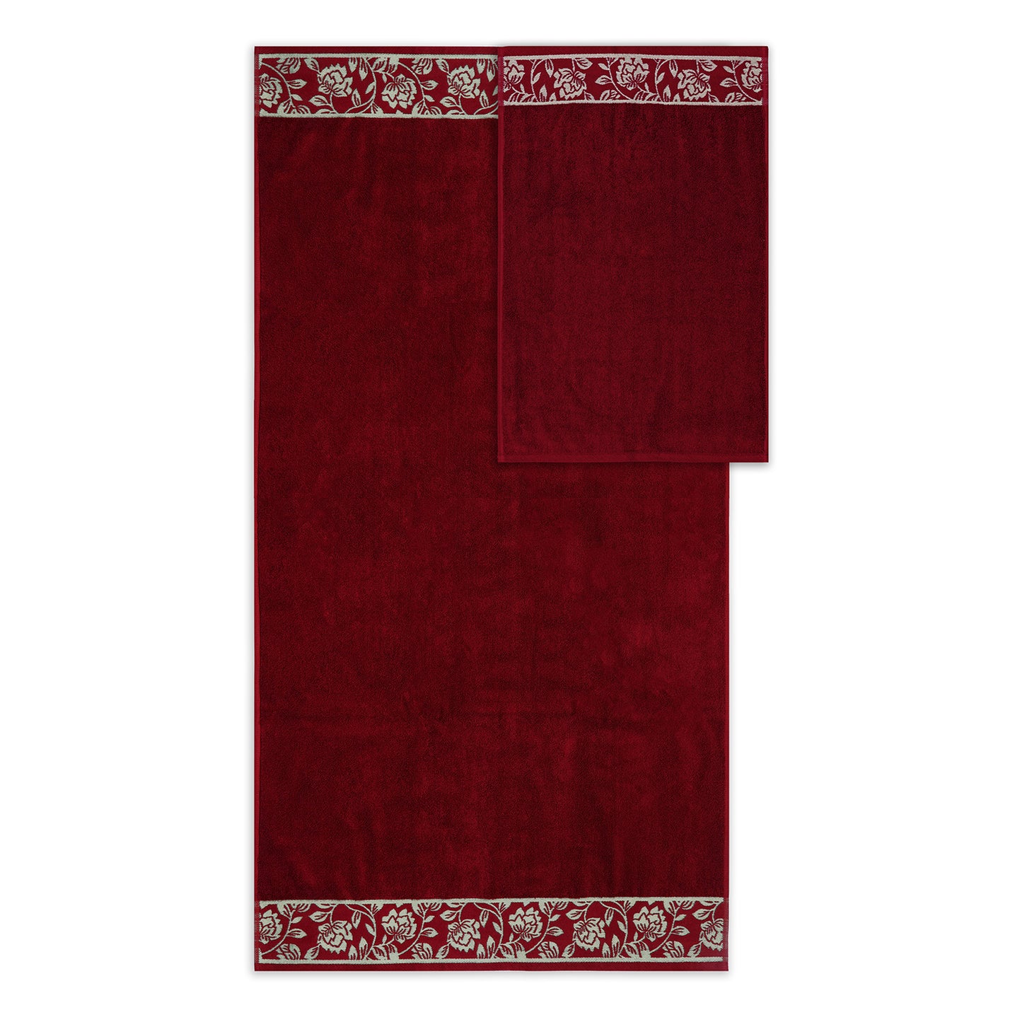 Yarn Dyed Golden Flower Print Jaquard Ssage Bath & Hand Towel 600 GSM Pack of 1 Bath and 1 hand Towels
