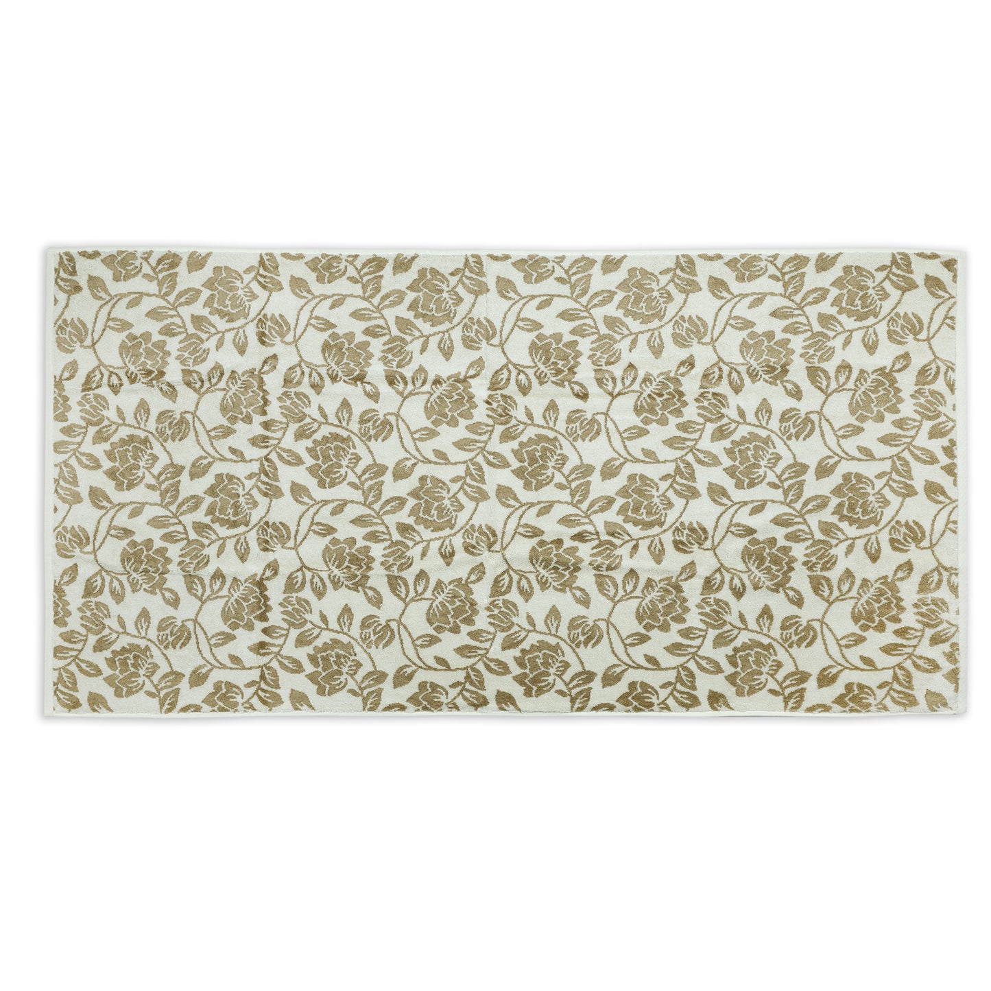 Yarn Dyed Golden Flower Border Print Jaquard Erget Bath Towel 600 GSM Pack of 2 Bath Towels