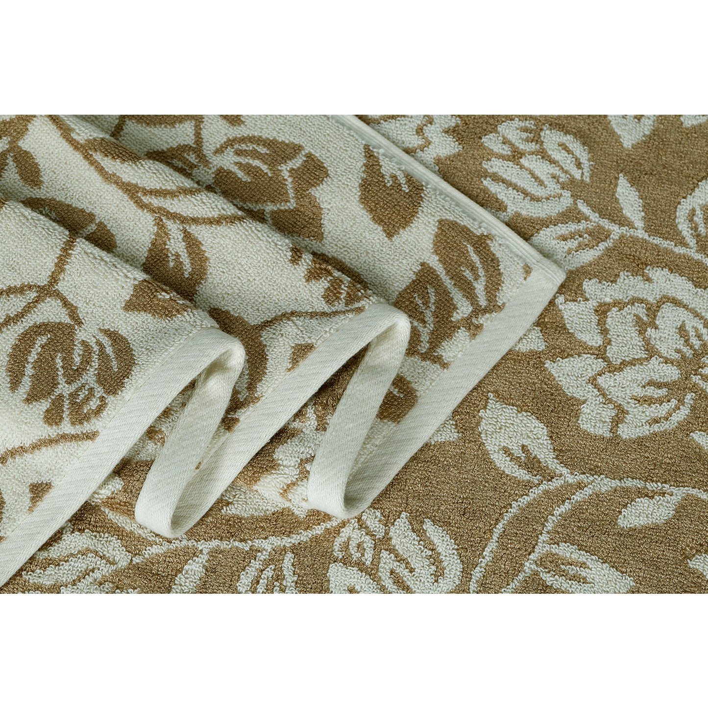 Yarn Dyed Golden Flower Border Print Jaquard Erget Bath Towel 600 GSM Pack of 2 Bath Towels