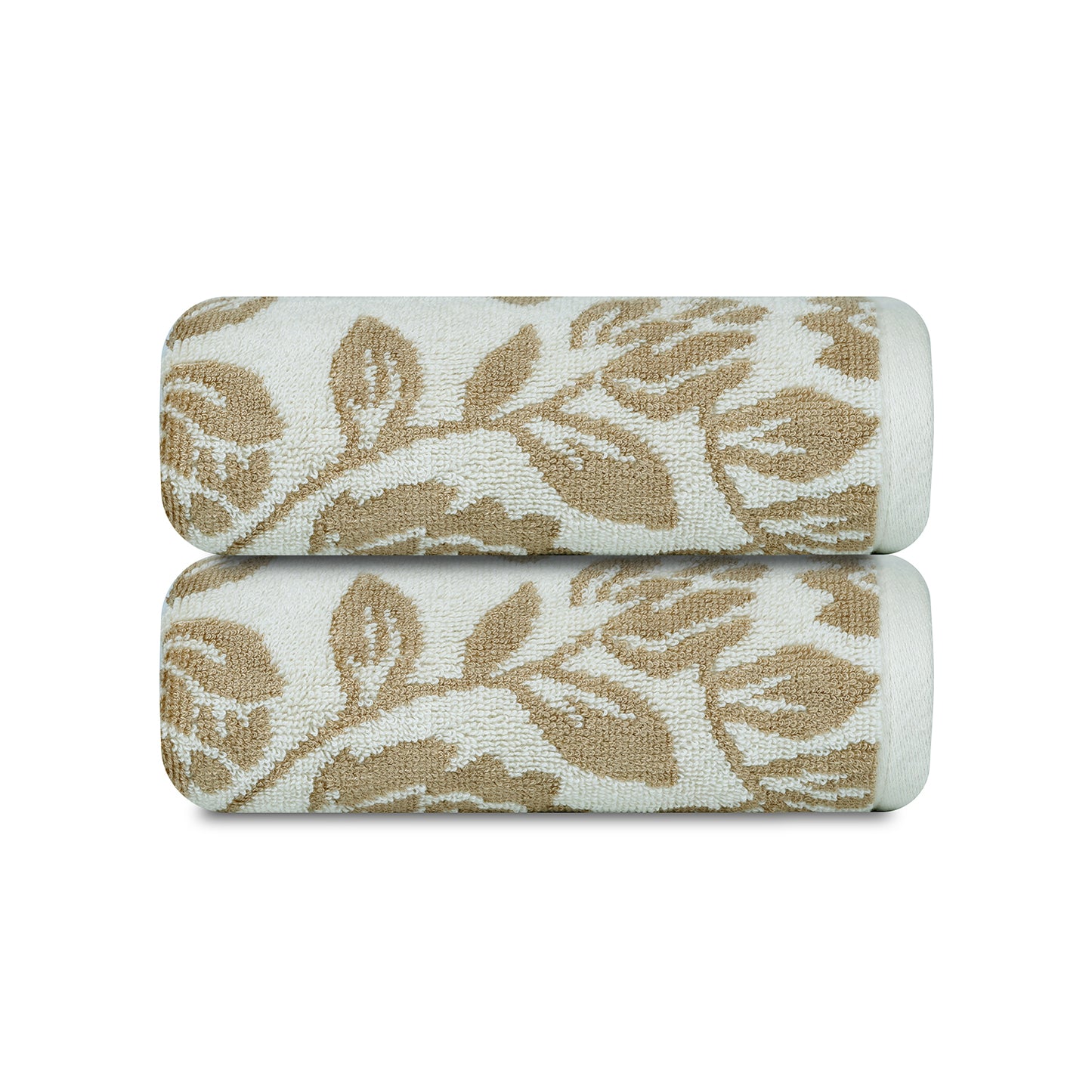 Yarn Dyed Golden Flower Border Print Jaquard Erget Hand Towel 600 GSM Pack of 2 Hand Towels