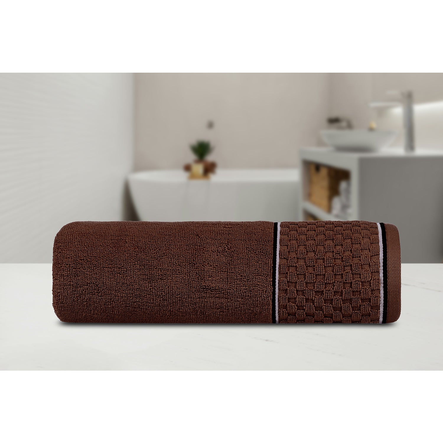 Waffle Mocha Bath Towel 550 GSM Pack of 1 Bath Towel