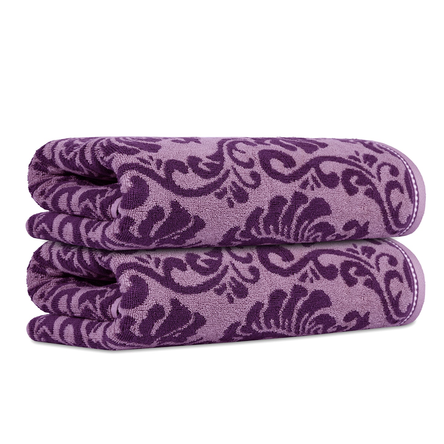 Yarn Dyed Jacquard Voilet Bath Towel 550 GSM Pack of 2 Bath Towels