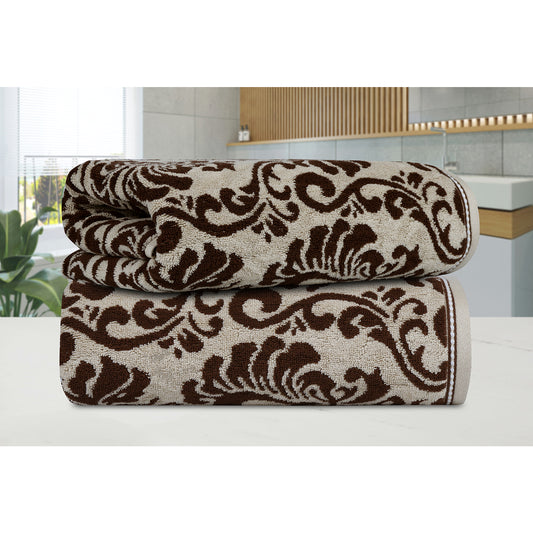 Yarn Dyed Jacquard Sand Bath Towel 550 GSM Pack of 2 Bath Towels
