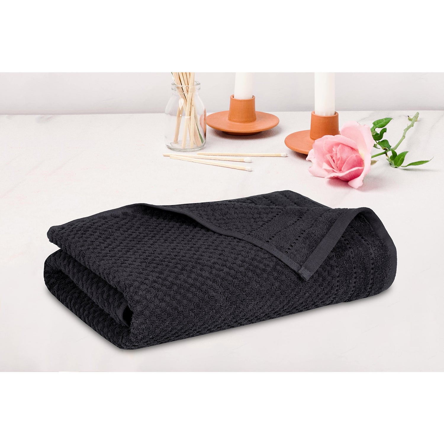 Popcorn Charcoal Bath Towel  400 GSM Pack of 1 Bath Towel