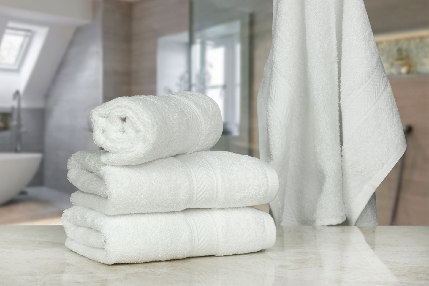 500 GSM WHITE HAND TOWELS SET