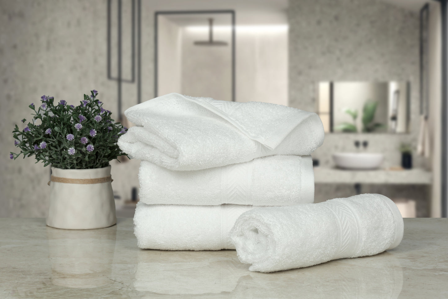 500 GSM WHITE HAND TOWELS SET