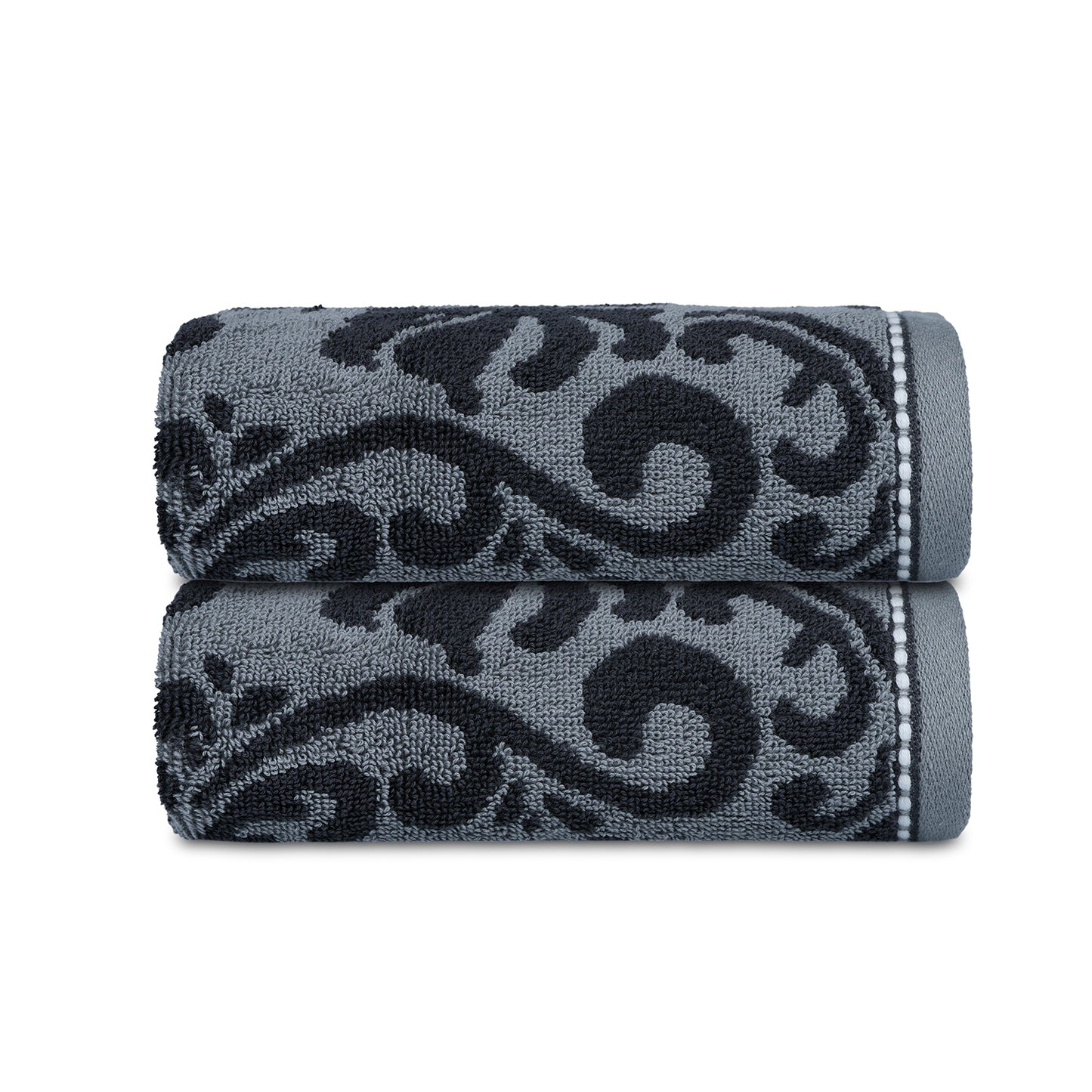 Yarn Dyed Jaquard Dark Grey Hand Towel 550 GSM  Pack of 2 Hand Towels