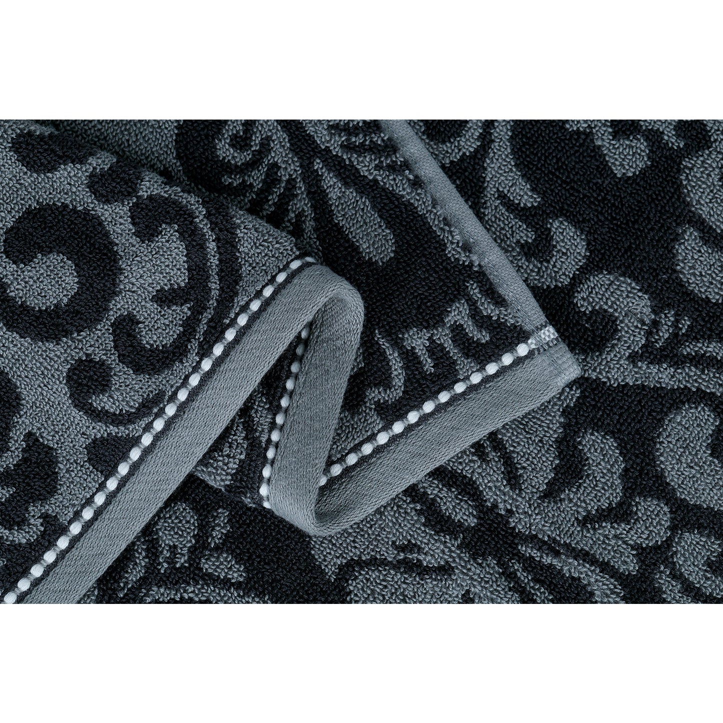 Yarn Dyed Jaquard Dark Grey Hand Towel 550 GSM  Pack of 2 Hand Towels