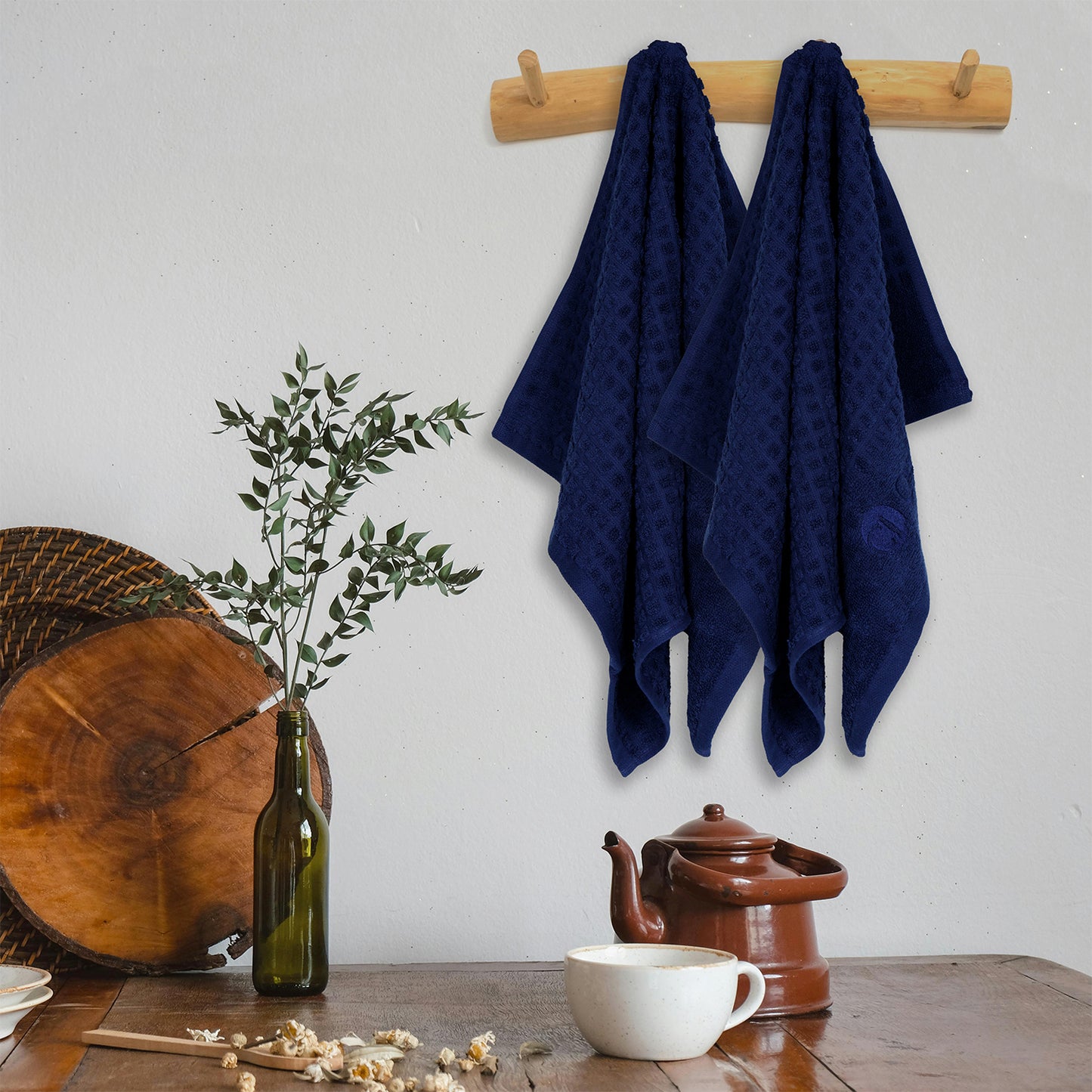 Designer Blue Kitchen Towel 400 GSM Pack of 3 Kitchen Towels