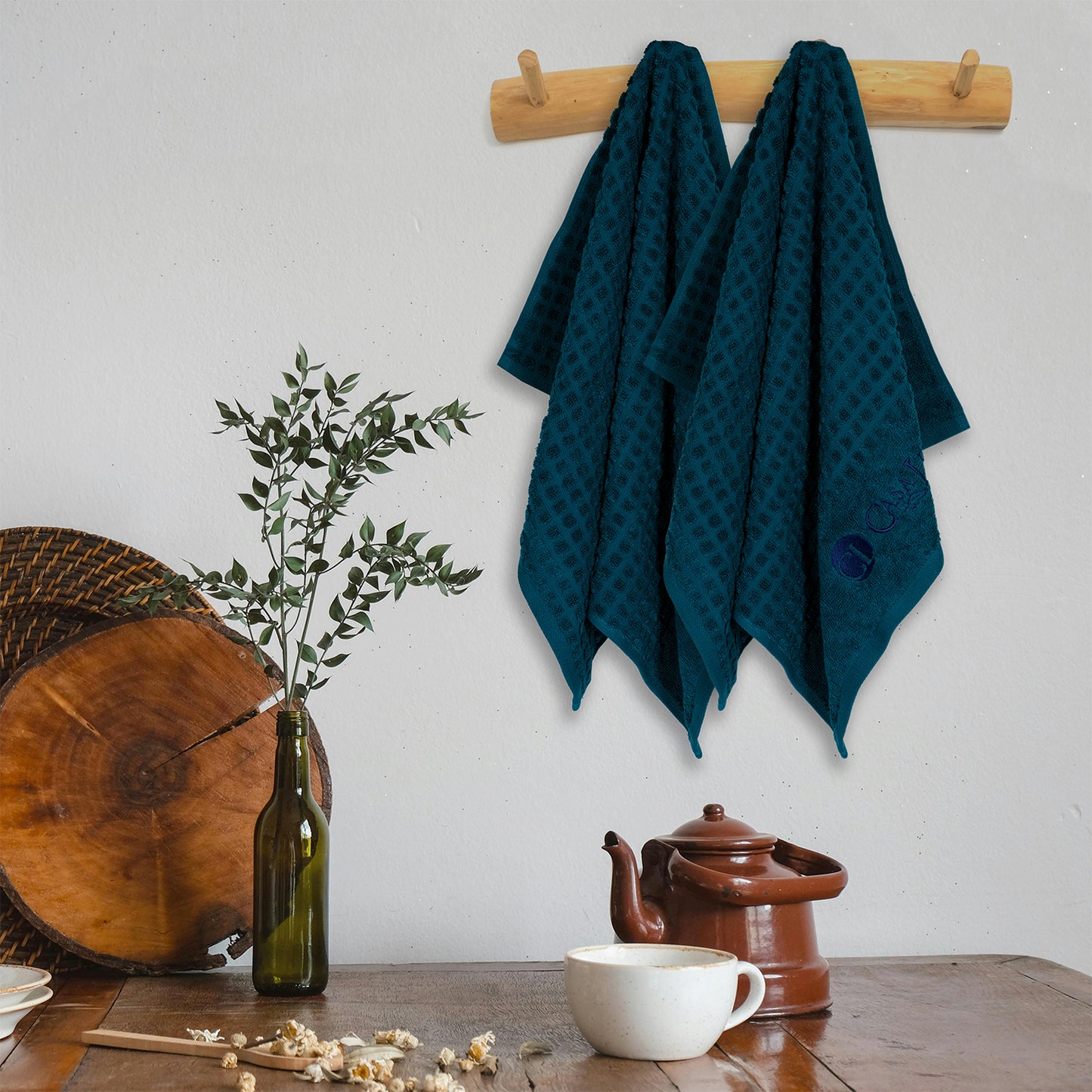 Designer Green Kitchen Towel 400 GSM Pack of 3 Kitchen Towels